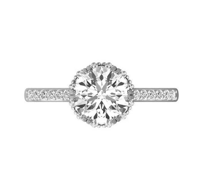 2 Carat Double Prong Lab Grown Round Diamond Engagement Ring in 18K White Gold