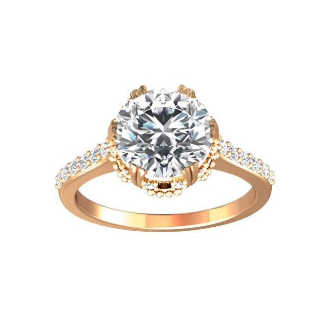 2 Carat Double Prong Lab Grown Round Diamond Engagement Ring in 18K Gold