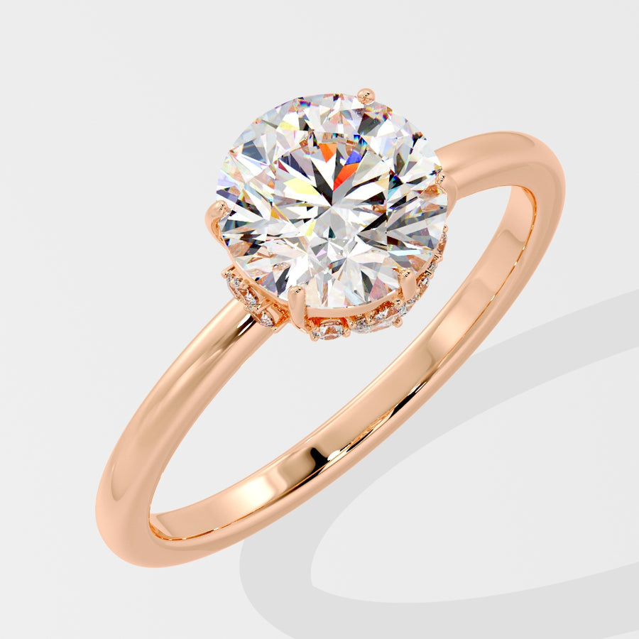 2 Carat Lab Grown Solitaire Round Diamond Engagement Ring in 18K Gold