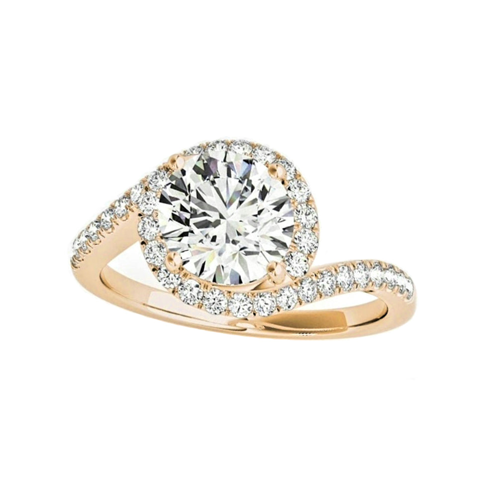 Swirl Natural Diamond Halo Engagement Ring in 14K Gold