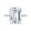 10 Carat Emerald Cut Lab Created Pave Diamond Engagement Ring in 18K Gold