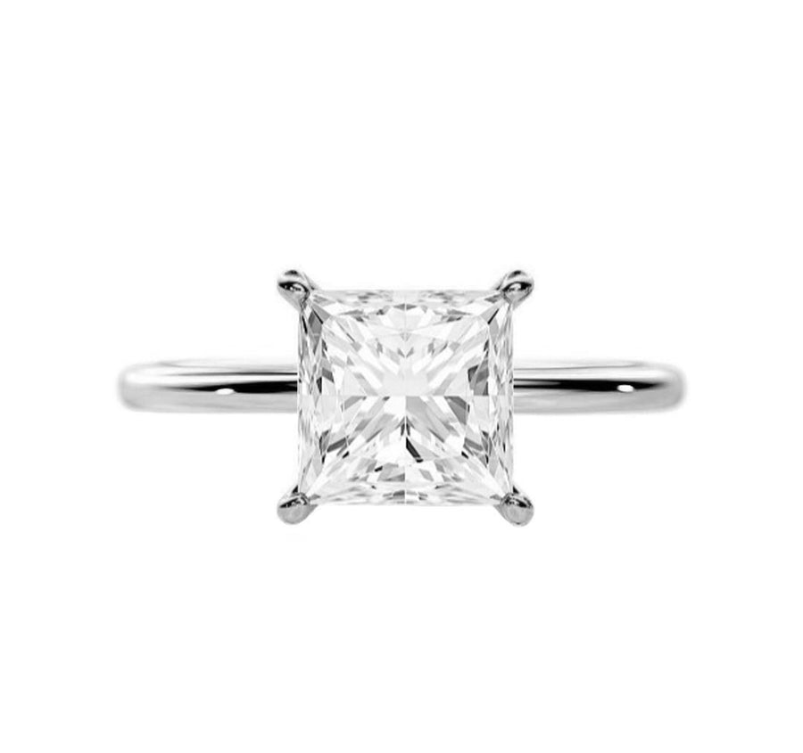 2 Carat Princess Cut Solitaire Lab Grown Diamond Engagement Ring in 18K Gold