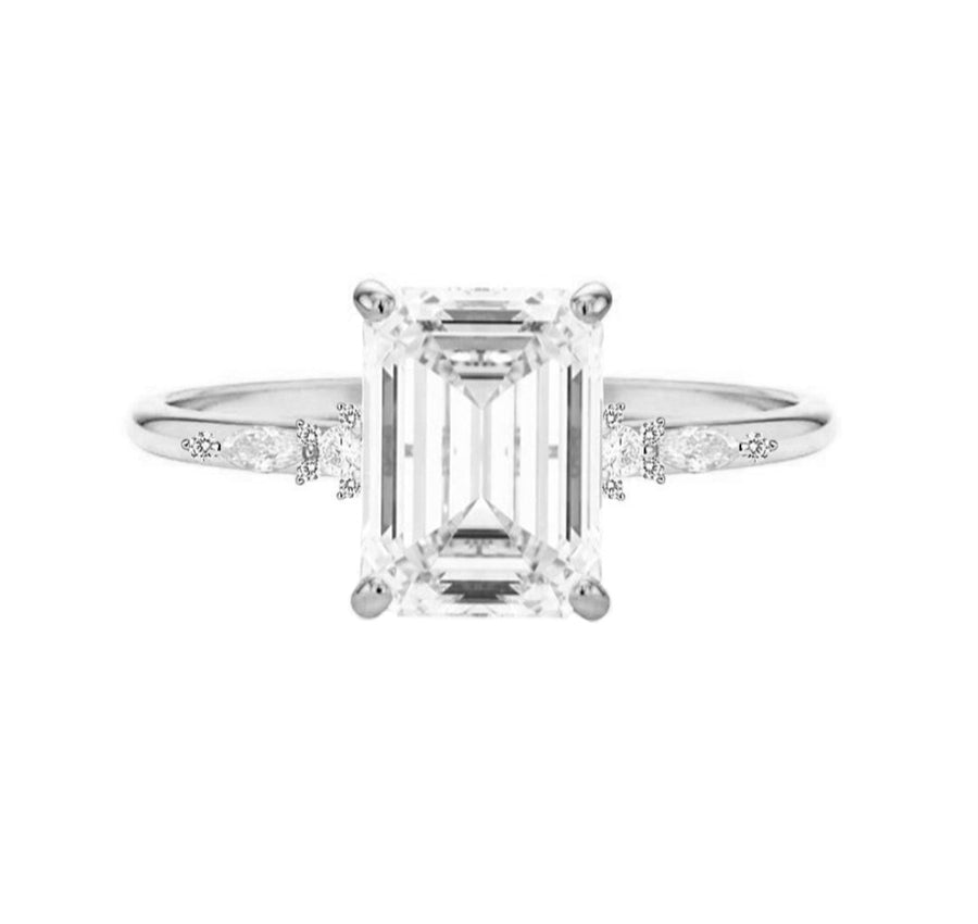 Olivia 3 Carat Lab Grown Emerald Diamond Engagement Ring in 18K Gold