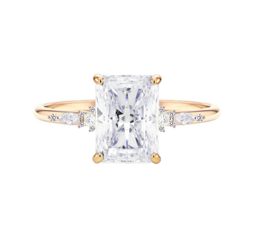 Olivia 3 Carat Lab Grown Radiant Cut Diamond Engagement Ring in 18K Gold