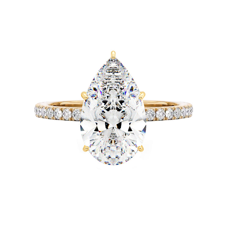 4 Carat Pear Cut Lab Grown Pave Diamond Engagement Ring