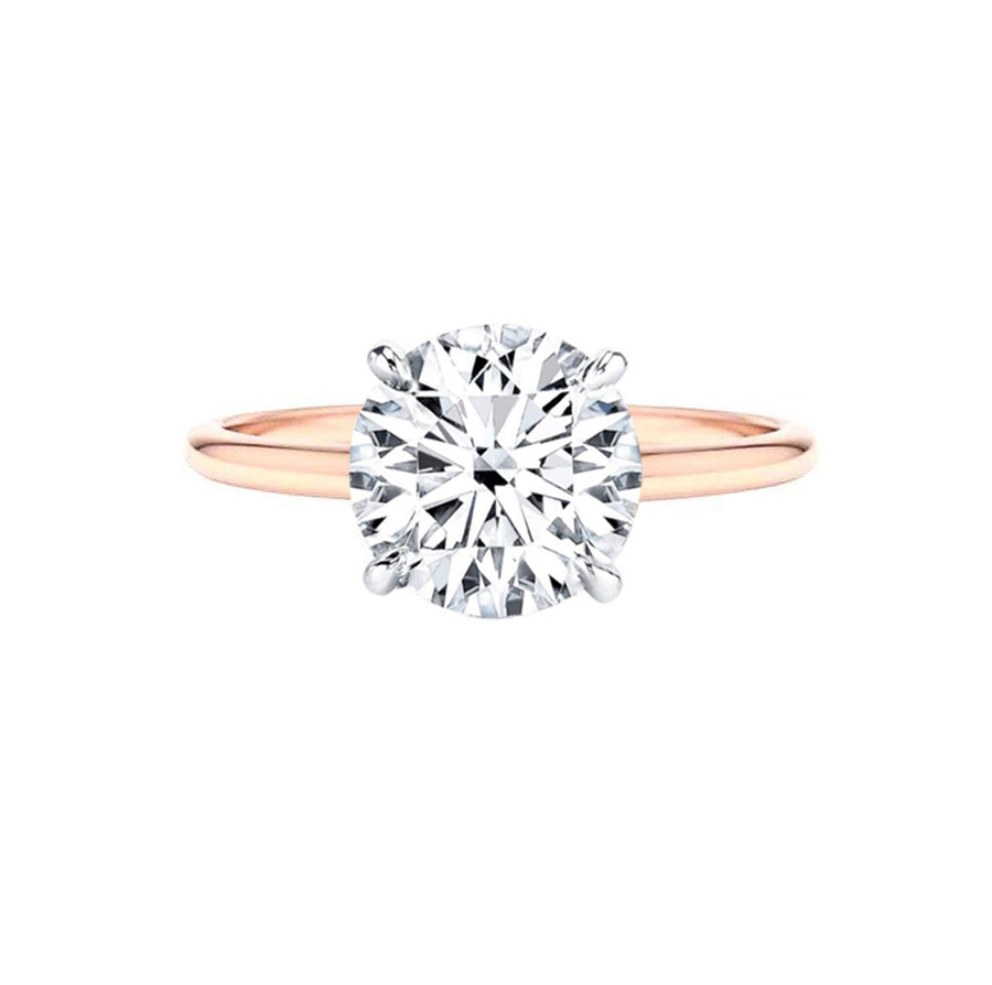 5 carat round lab grown diamond engagement ring in rose gold