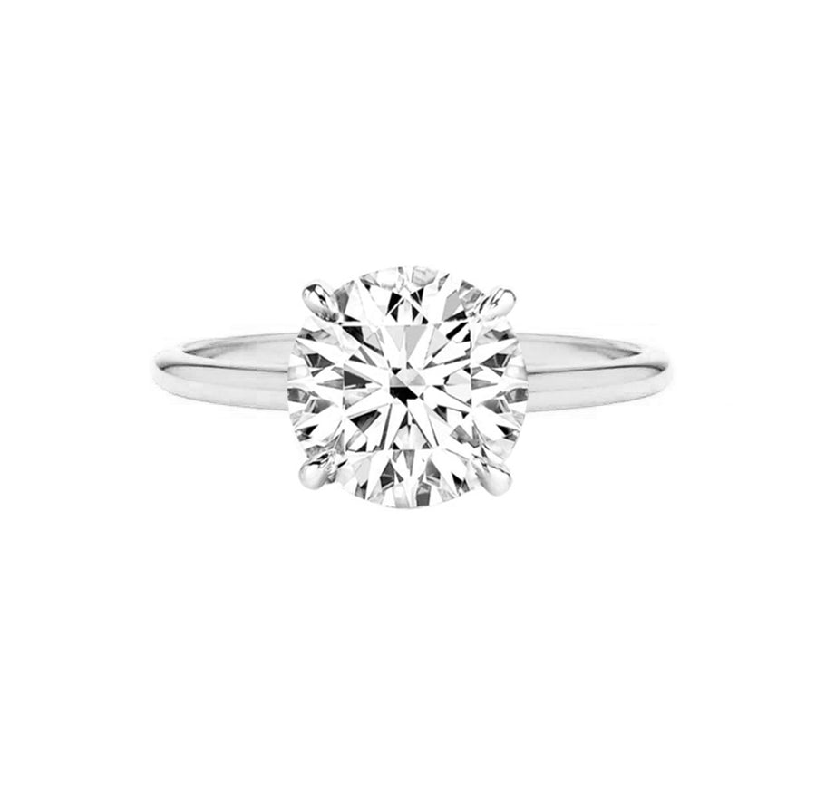 5 carat round lab grown diamond engagement ring in white gold