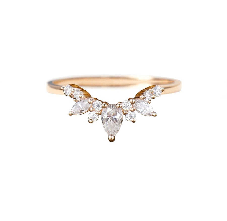Adeline Curved Pear Lab Diamond Wedding Ring in 18K Gold
