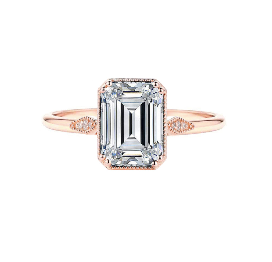 Alana 4 Carat Emerald Cut Lab Created Diamond Engagement Ring in 18K White Gold