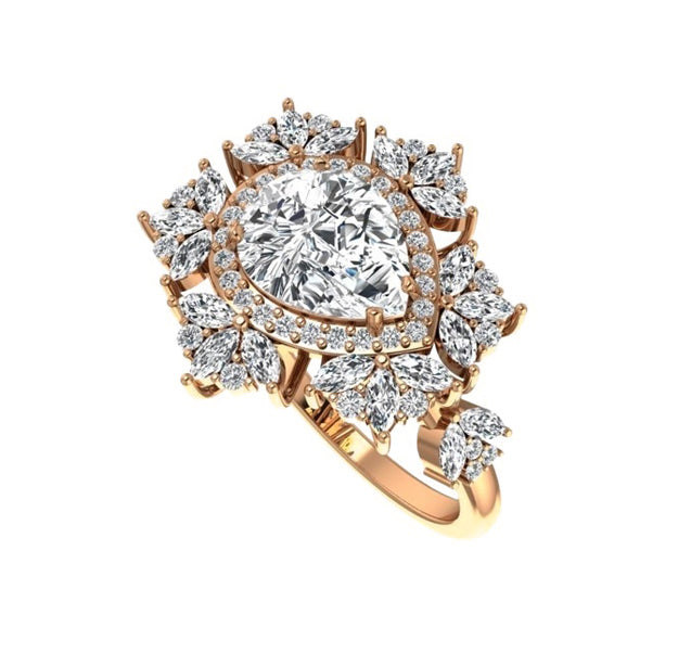 Allison East West Pear Natural Diamond Engagement Ring