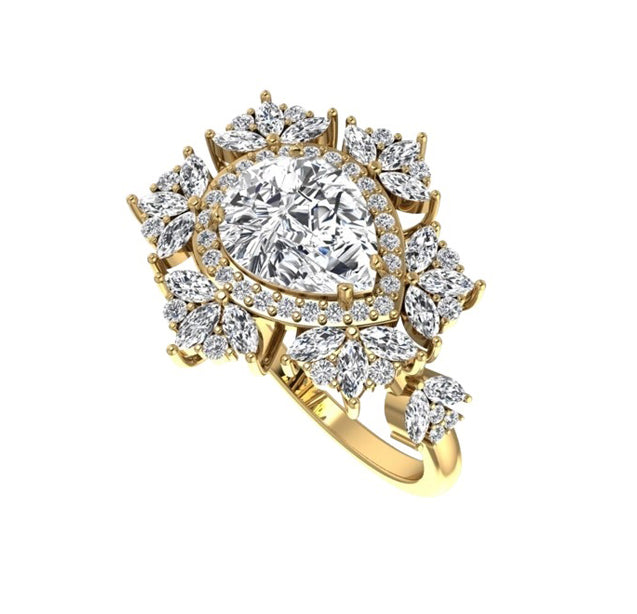 Allison East West Pear Natural Diamond Engagement Ring