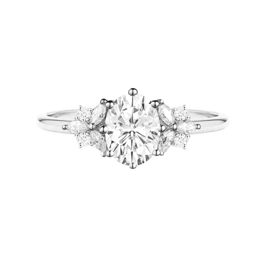 Allura 1.5 Carat Oval Diamond Engagement Ring in 18K Gold