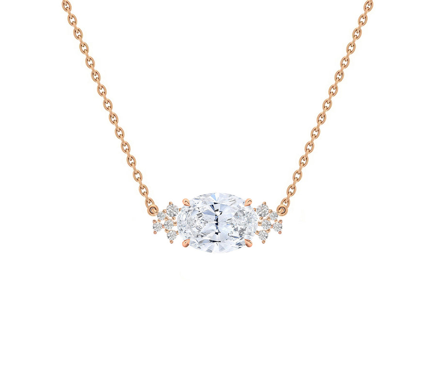 Floral Cluster Diamond Necklace in Rose Gold