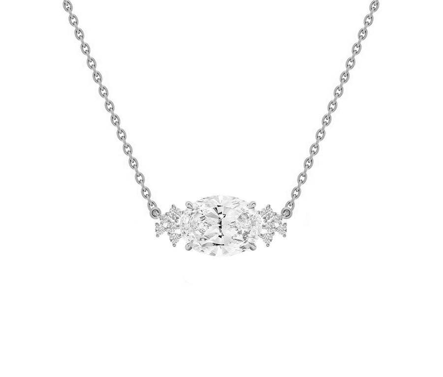 Floral Cluster Diamond Necklace in White Gold