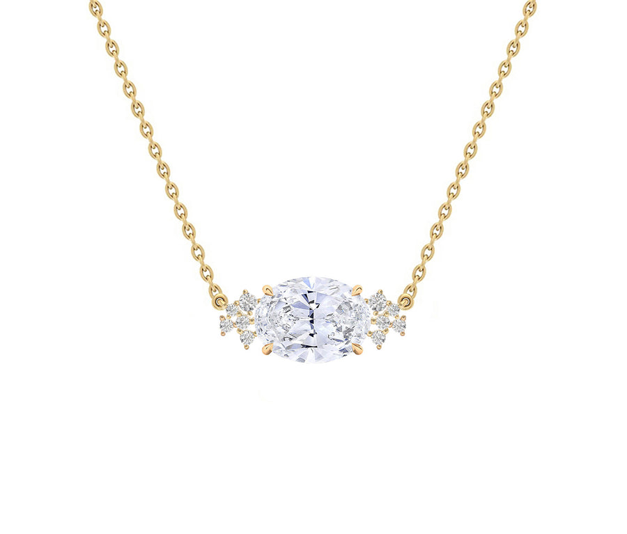 Floral Cluster Diamond Necklace in Yellow Gold