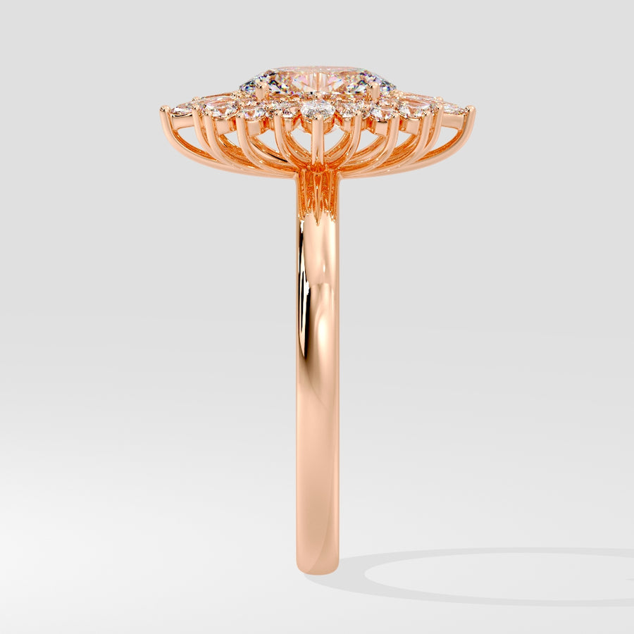 art deco oval diamond ring rose gold