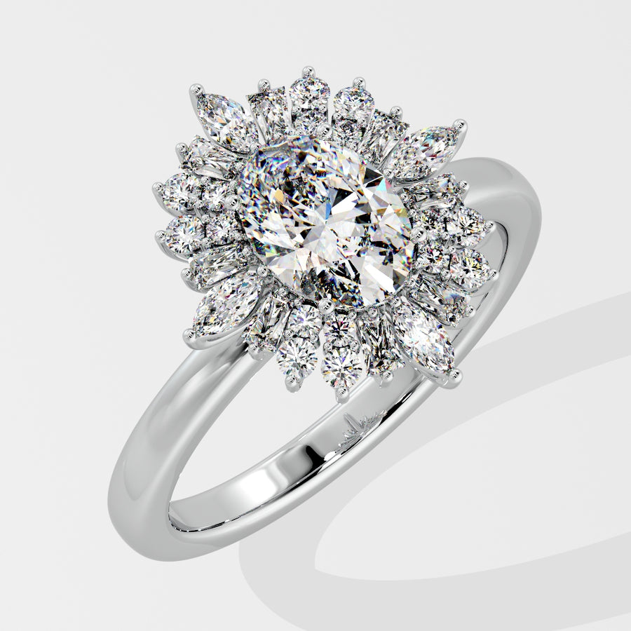 art deco oval diamond ring white gold