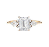 Art Deco Cluster Emerald Cut Natural Diamond Engagement Ring in 18K Yellow Gold