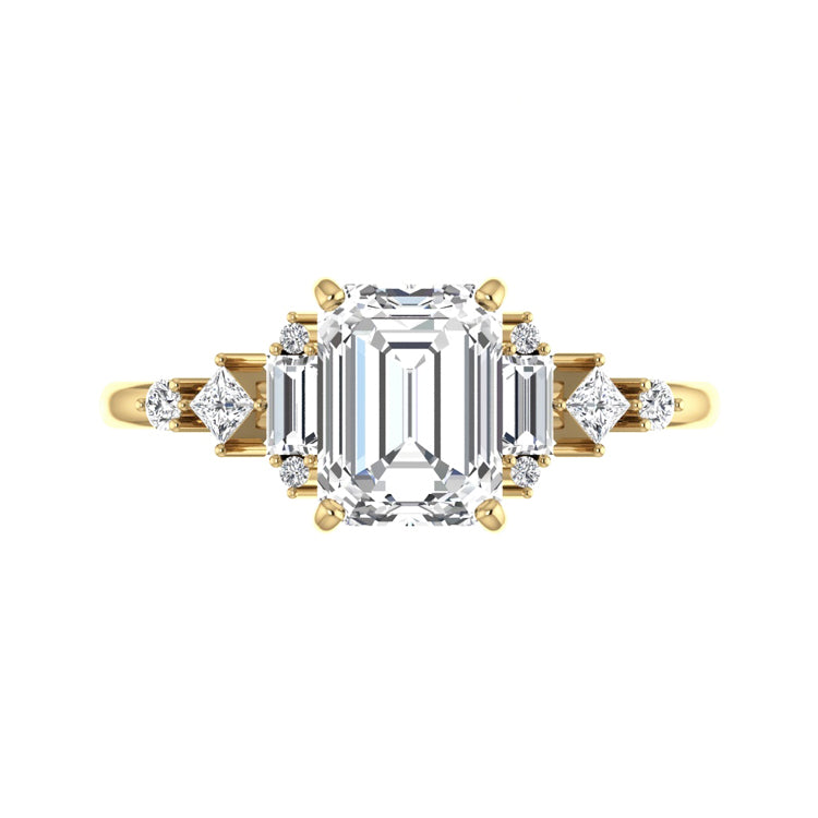 Artemis Vintage Emerald Cut Natural Diamond Engagement Ring