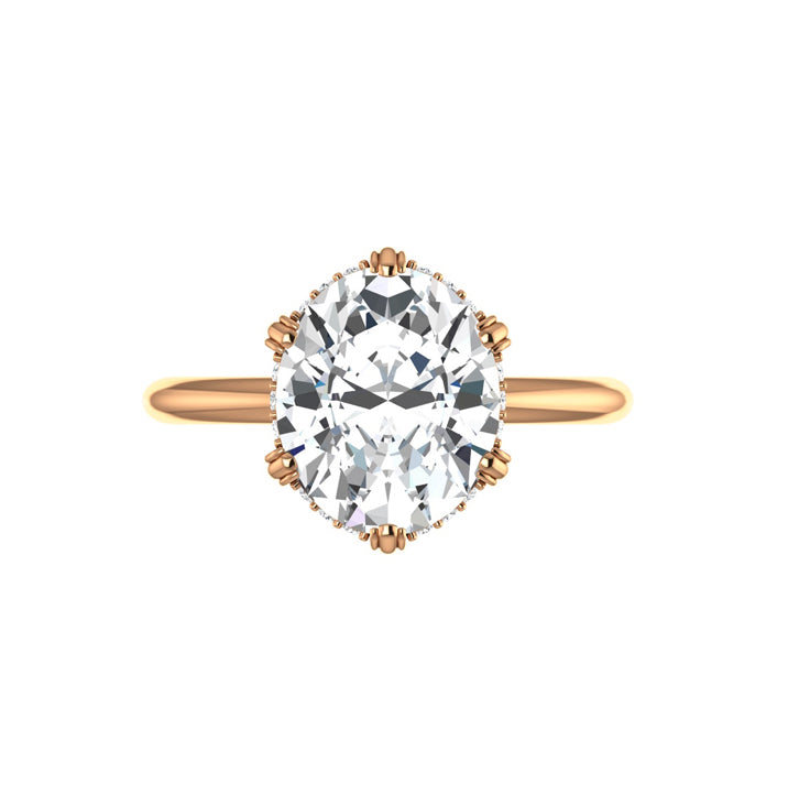 Aspen 3 Carat Oval Natural Diamond Engagement Ring in 18K Gold