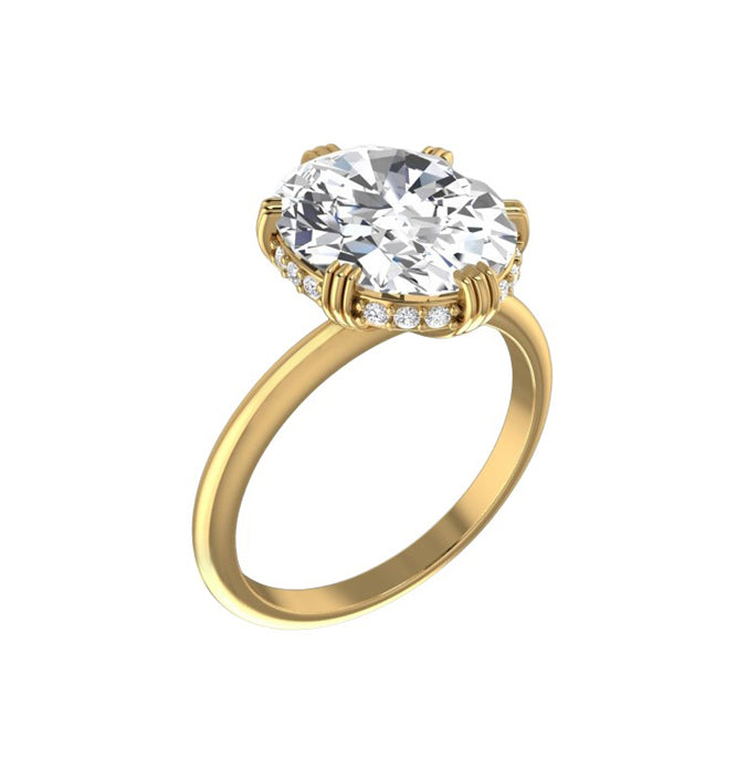 Aspen 3 Carat Oval Natural Diamond Engagement Ring in 18K Gold