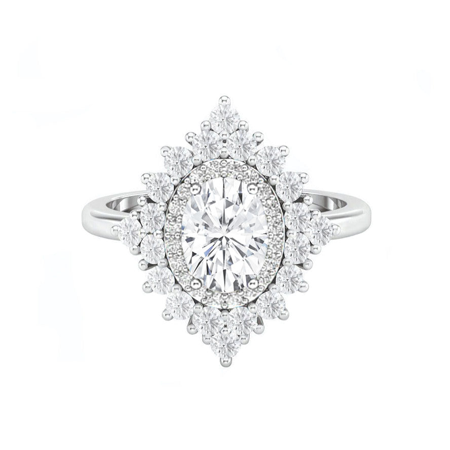 Astra Vintage Lab Oval Diamond Engagement Ring 14K Gold