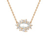 Halo Rose Cut Lab Grown Marquise Diamond Necklace in 14K Yellow Gold