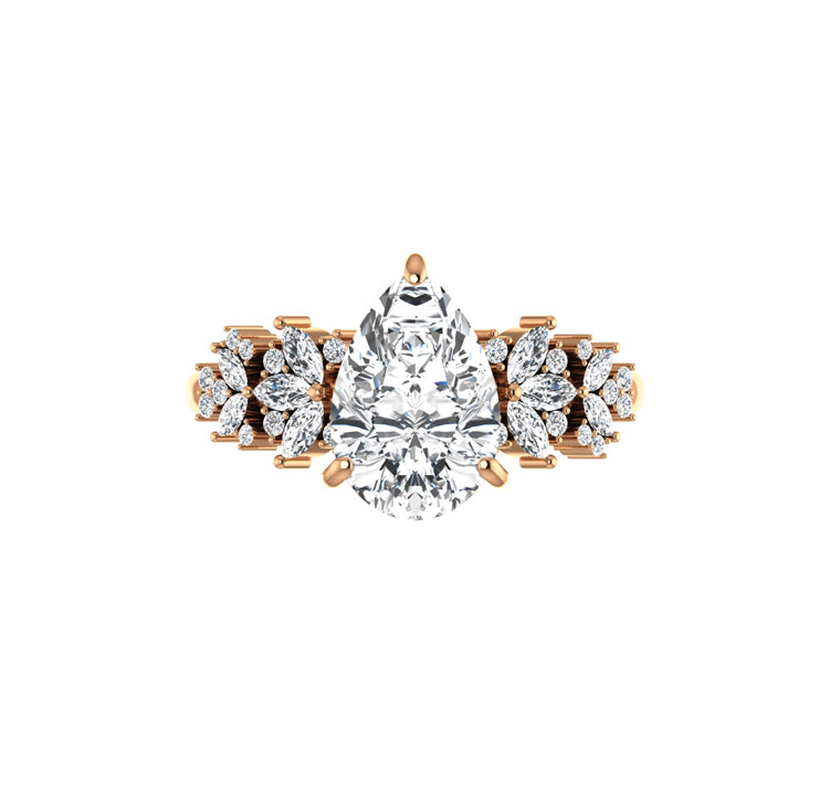 Aylin 3 Carat Lab Grown Pear Diamond Engagement Ring in 18K Gold