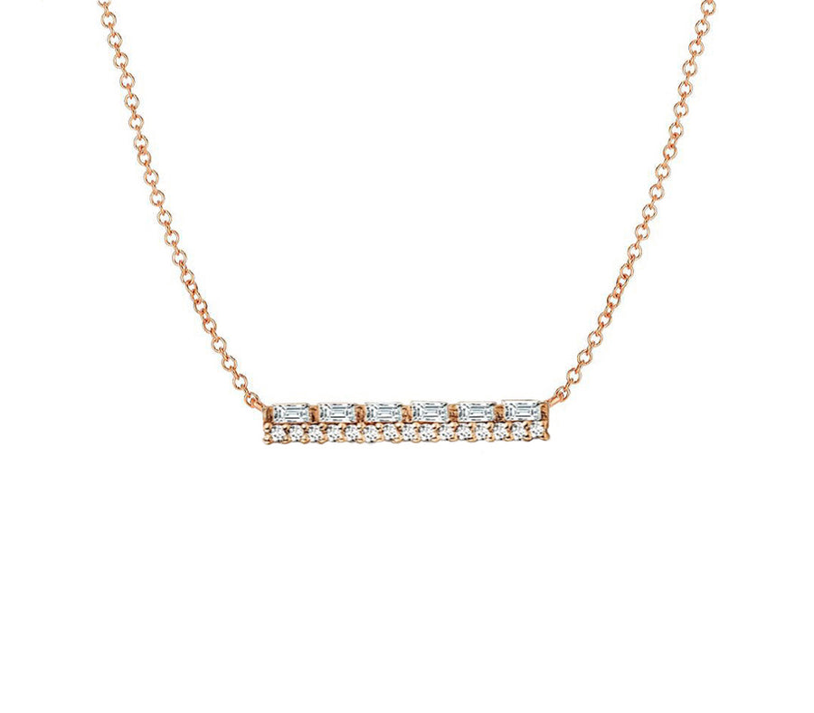 Baguette Diamond Bar Necklace in 14K Gold