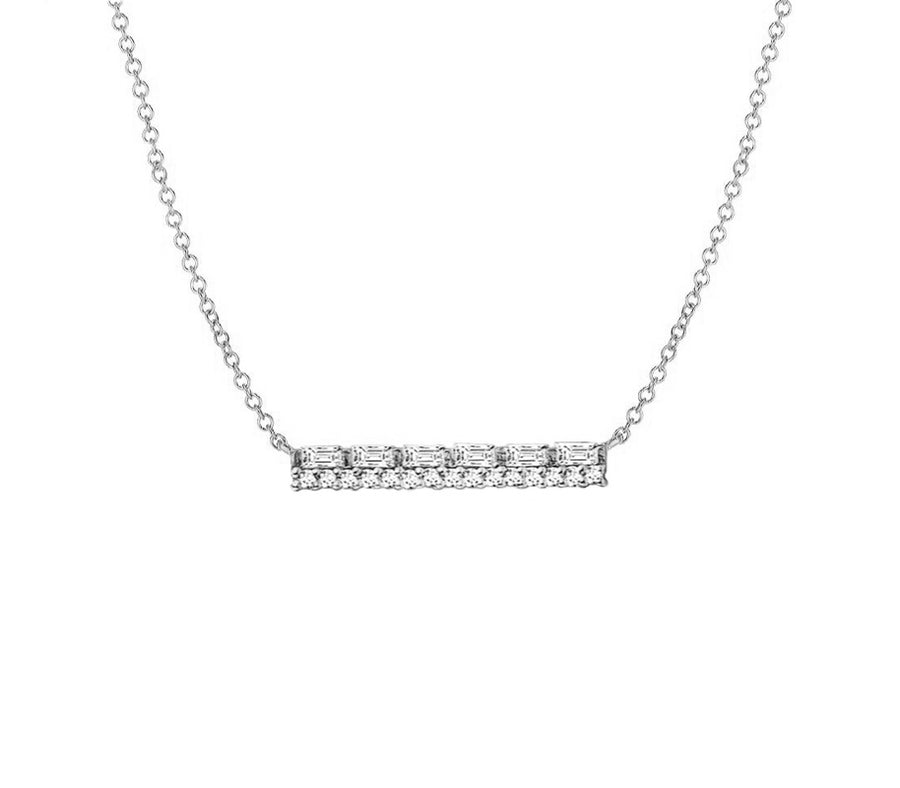 Baguette Diamond Bar Necklace in 14K Gold