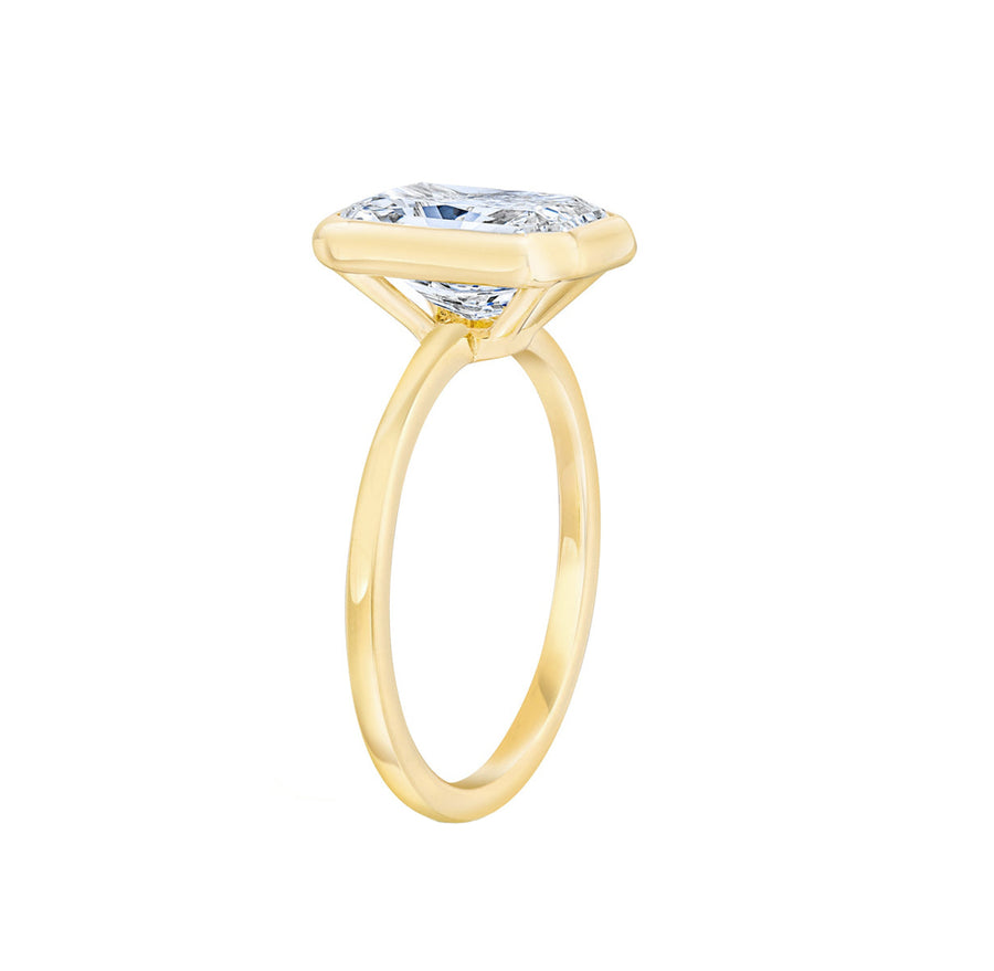 2 Carat Bezel Set Lab Grown Asscher Diamond Engagement Ring in 14K Gold