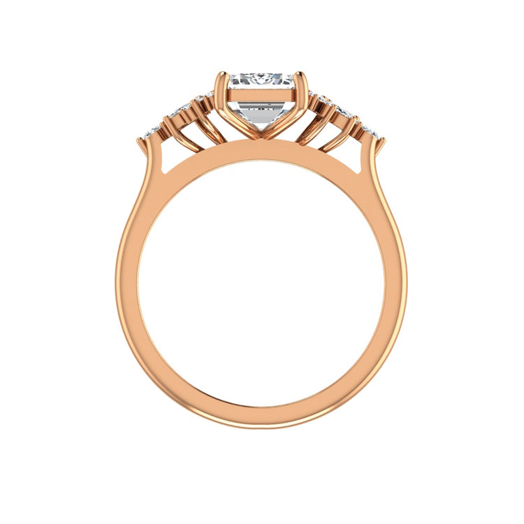 emerald cut cluster diamond engagement ring rose gold 