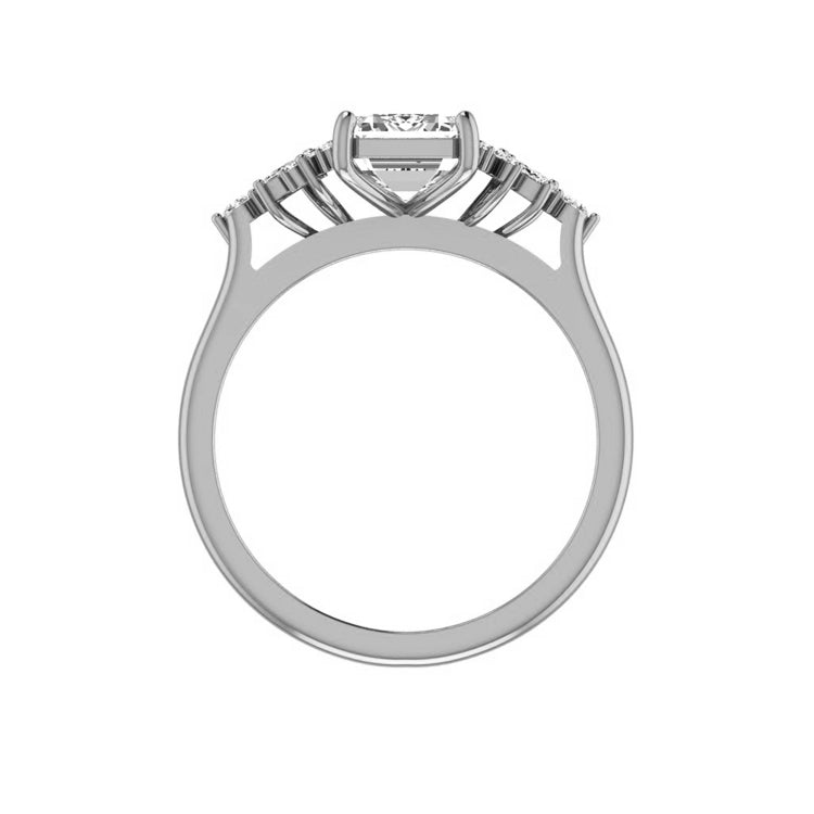 emerald cut cluster diamond engagement ring white gold 