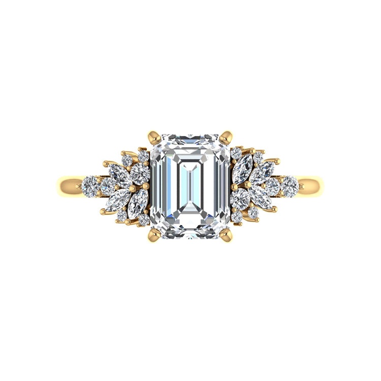 Blossom 2 Carat Natural Emerald Cut Diamond Engagement Ring