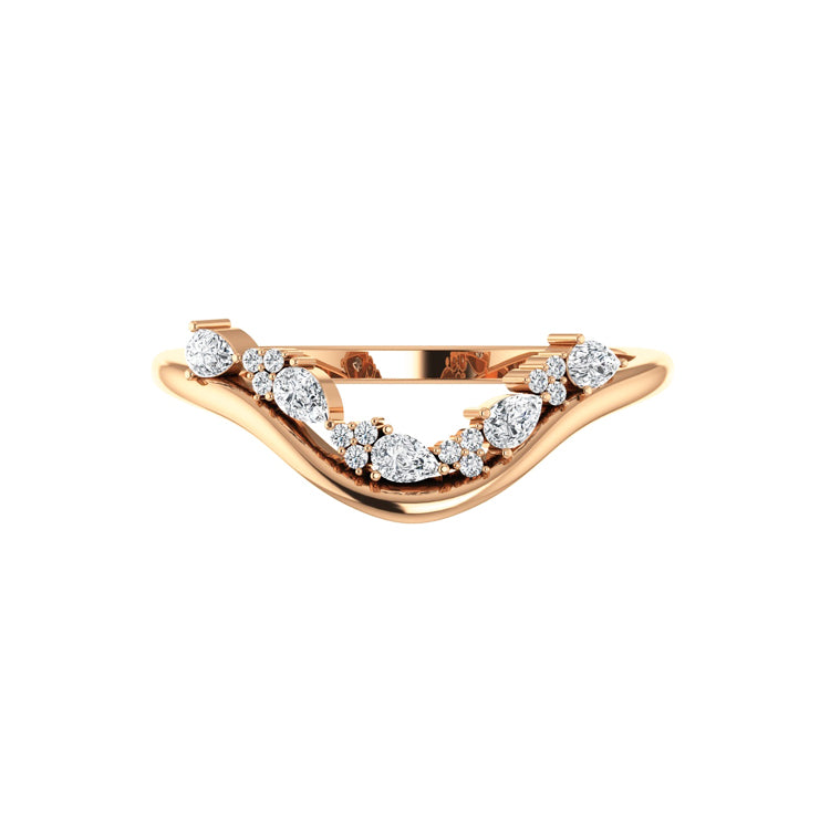 Carmel By The Sea Curved Diamond Wedding Ring In 18K Gold