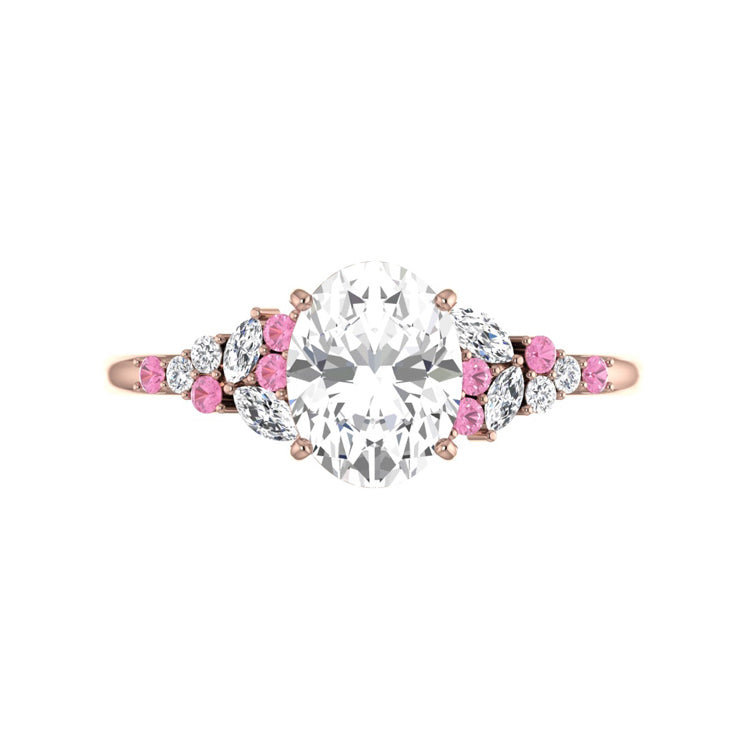 Clara 2 Carat Pink Lab Grown Oval Diamond Engagement Ring