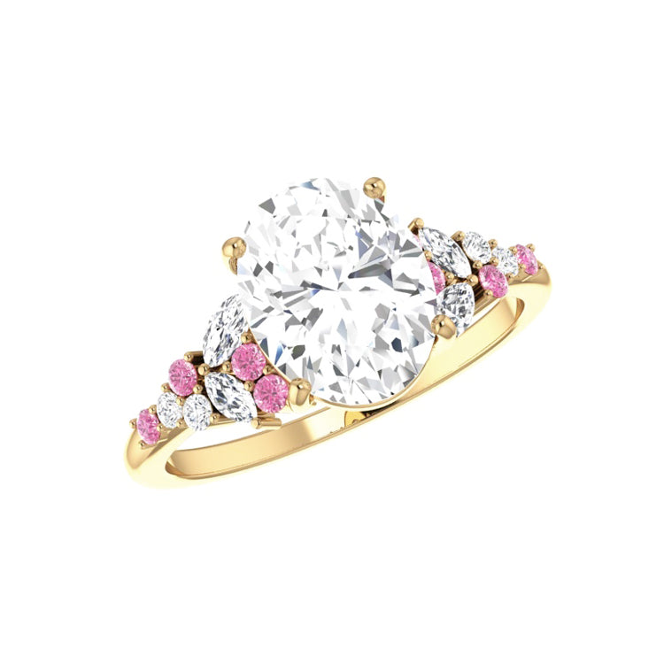 Clara 2 Carat Pink Lab Grown Oval Diamond Engagement Ring