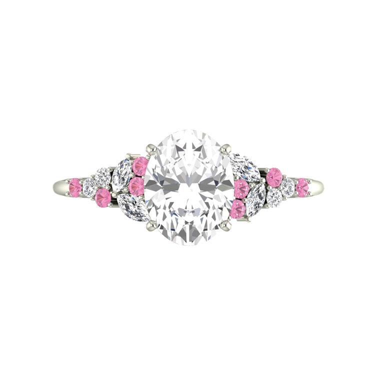 Clara 2 Carat Pink Lab Grown Oval Diamond Engagement Ring