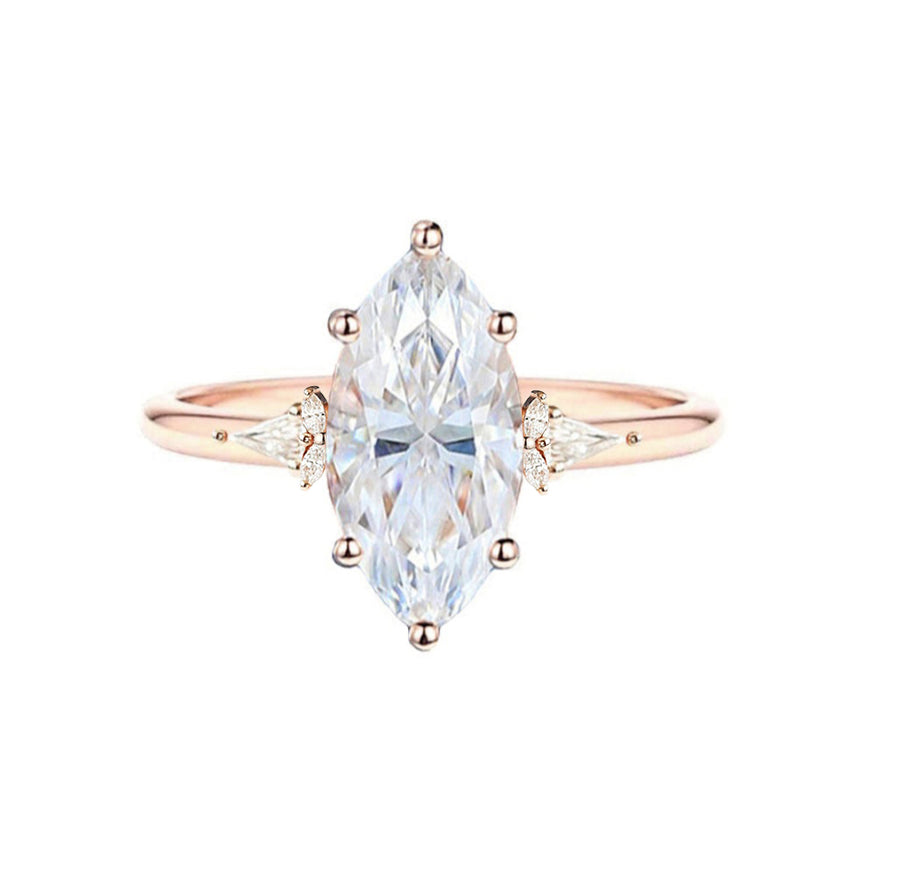 Clavia 2 Carat Marquise Lab Created Diamond Engagement Ring in 18K Gold