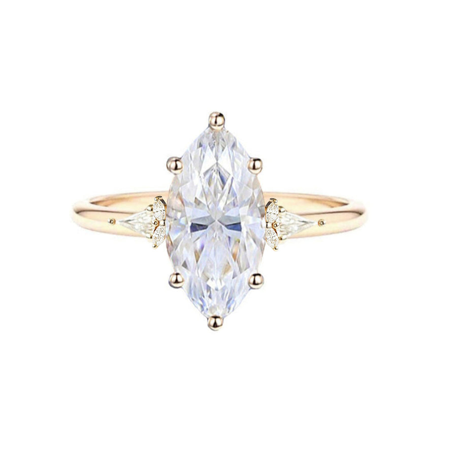 Clavia 2 Carat Marquise Lab Created Diamond Engagement Ring in 18K Gold