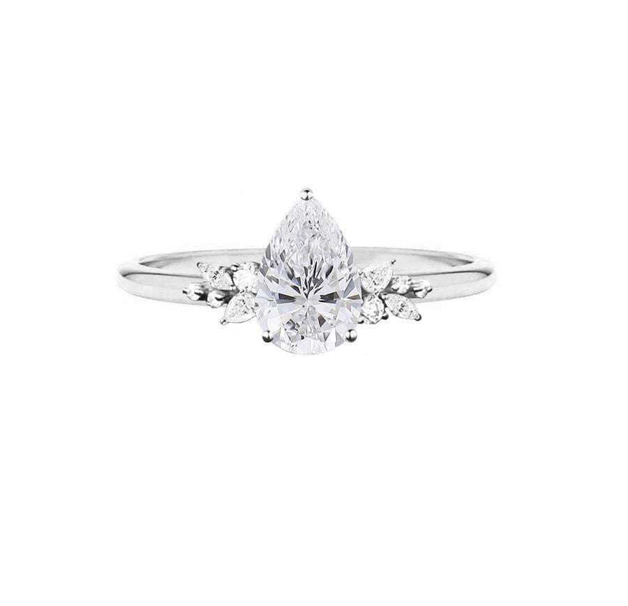 Tatiana 2 Carat Art Deco Lab Grown Pear Diamond Engagement Ring in 18K Gold