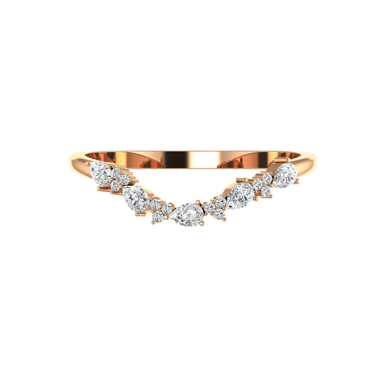 Riverwater Curved Diamond Wedding Ring In 18K Gold