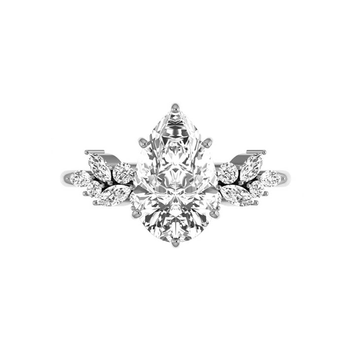 Aviana 3.00 Carat Floral Pear Lab Diamond Engagement Ring in 18K Gold