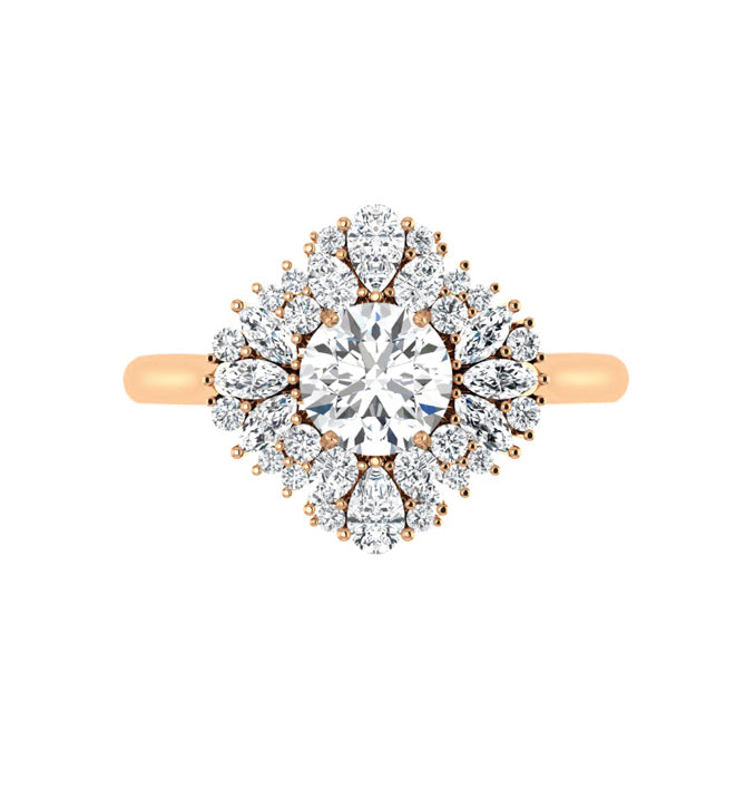 Debora Art Deco 1 Carat Natural Diamond Engagement Ring in 18K Gold