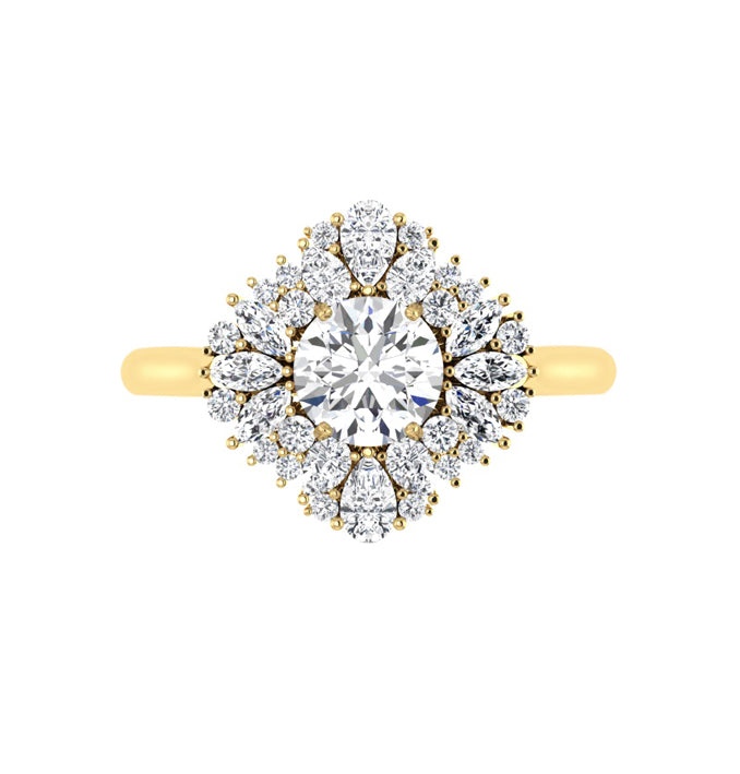 Debora Art Deco 1 Carat Lab Grown Diamond Engagement Ring in 18K Gold