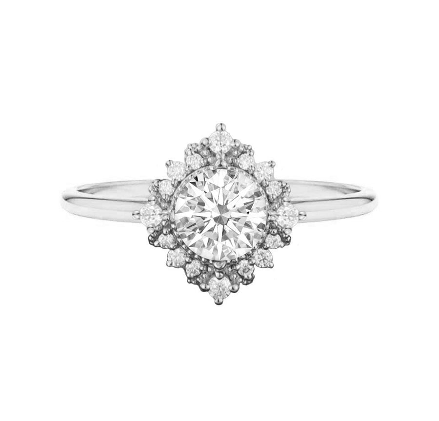 Diana Floral Milgrain Natural Diamond Engagement Ring