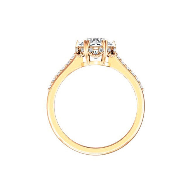 2 Carat Double Prong Lab Grown Round Diamond Engagement Ring in 18K Gold side View