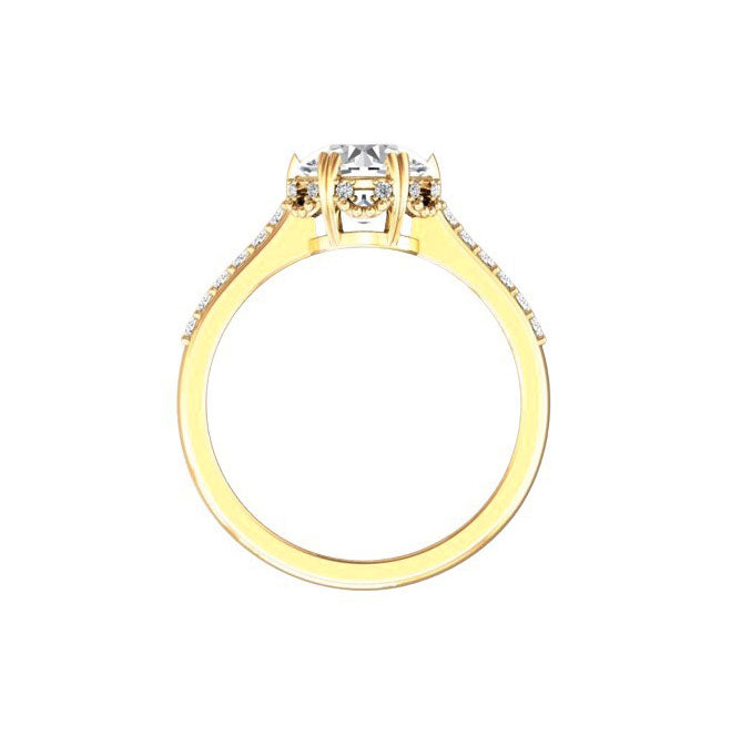 2 Carat Double Prong Natural Round Diamond Engagement Ring in 18K Gold Side View