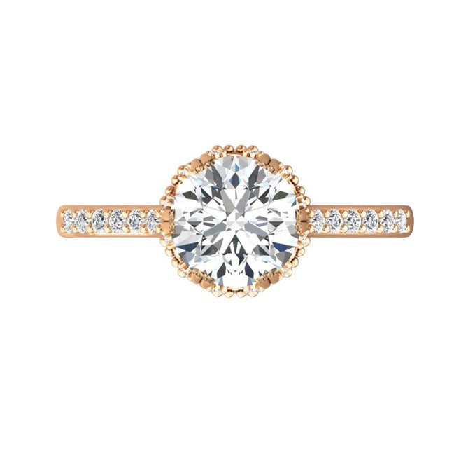 2 Carat Double Prong Natural Round Diamond Engagement Ring in 18K Rose Gold