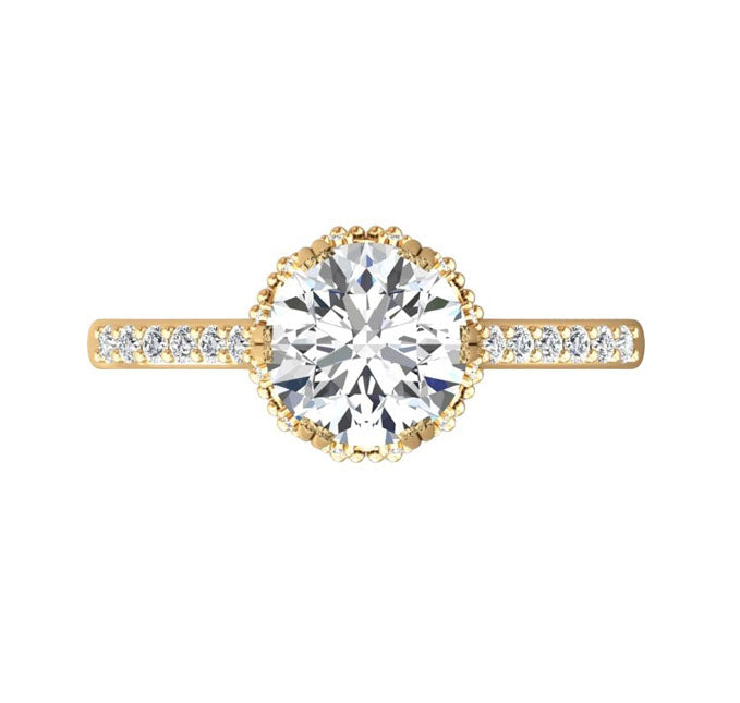 2 Carat Double Prong Natural Round Diamond Engagement Ring in 18K Yellow Gold